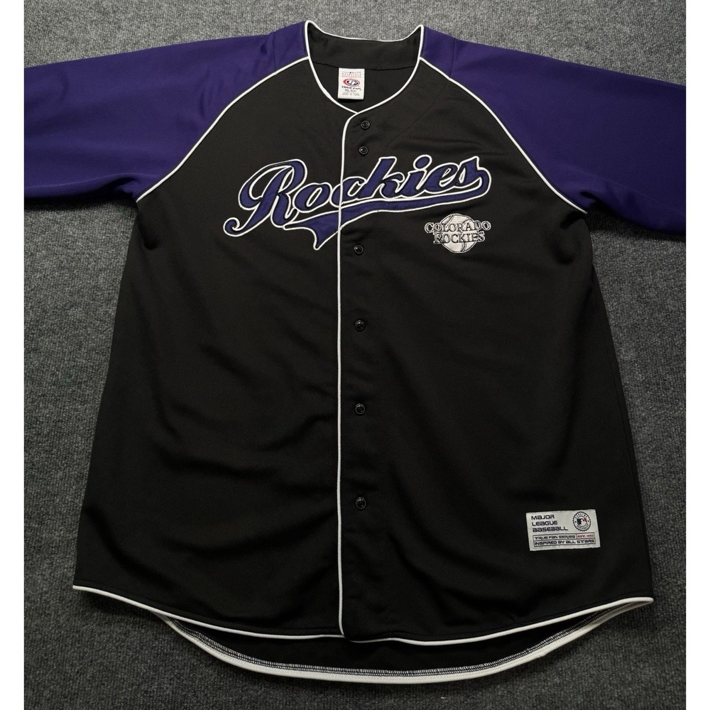 Colorado Rockies Baseball Jersey Mens XL Black Purple True Fan Sewn Logo